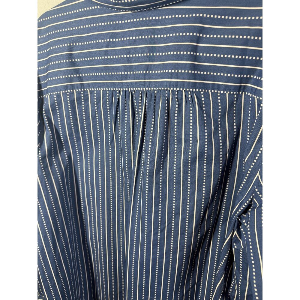 Roamans Womens Button Up Blouse Blue White Stripes Plus Size 26W 100% Cotton - Picture 6 of 12